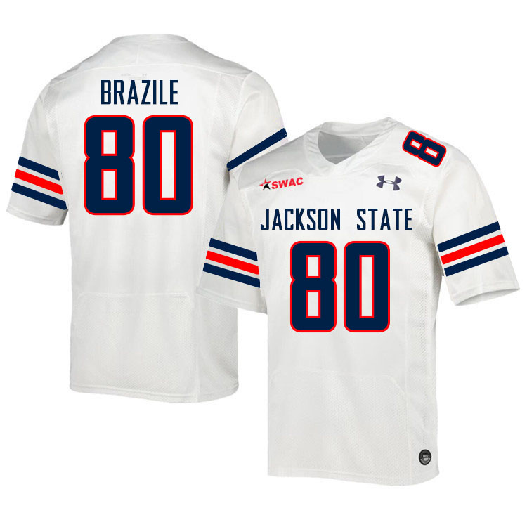 Jackson State Tigers #80 Robert Brazile College Football Jerseys,Uniforms-White
